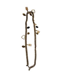 Express Y2K Gold Chain Charm Belt 38” Heart Dangle Logo